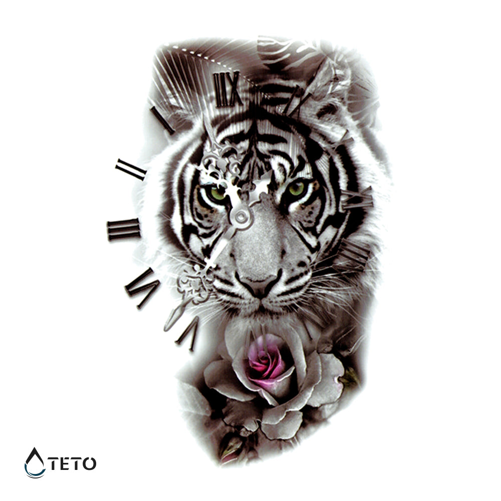 Tigre con una flor - Tatuajes Temporales TETO