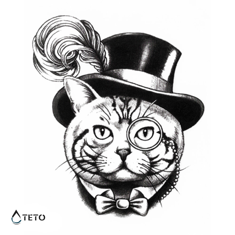 Gato elegante - TETO - Tatuajes Temporales