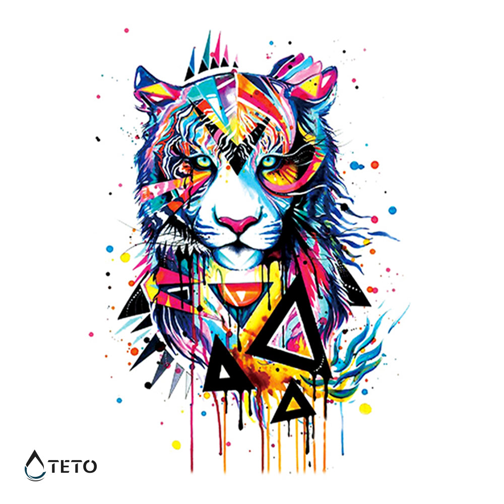 Tigre multicolor - TETO - Tatuajes Temporales
