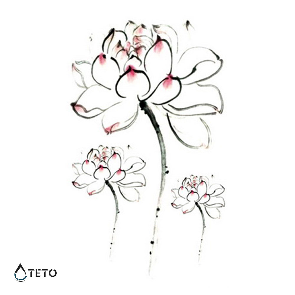 Flores blancas – set - TETO - Tatuajes Temporales