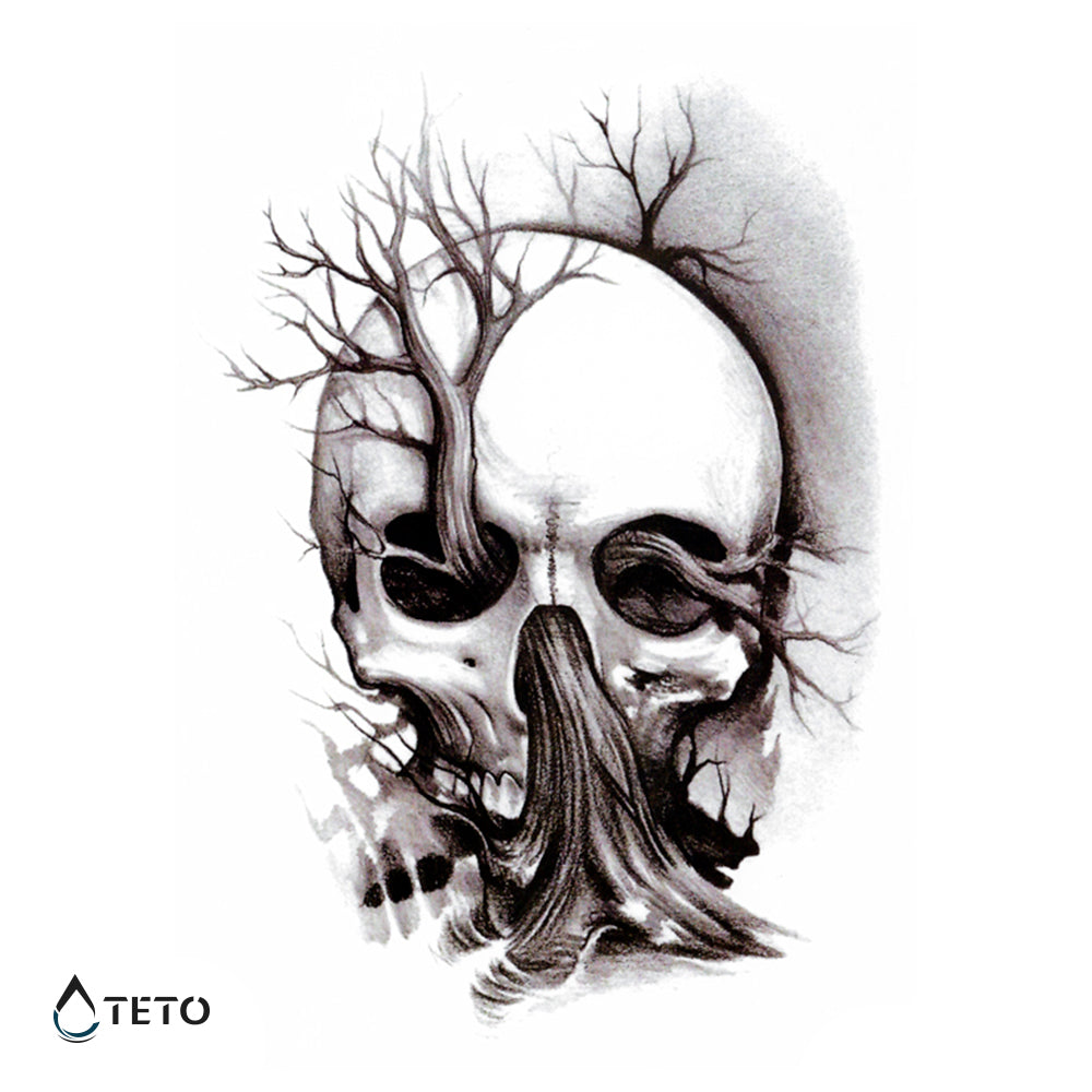Calavera con árbol - TETO - Tatuajes Temporales