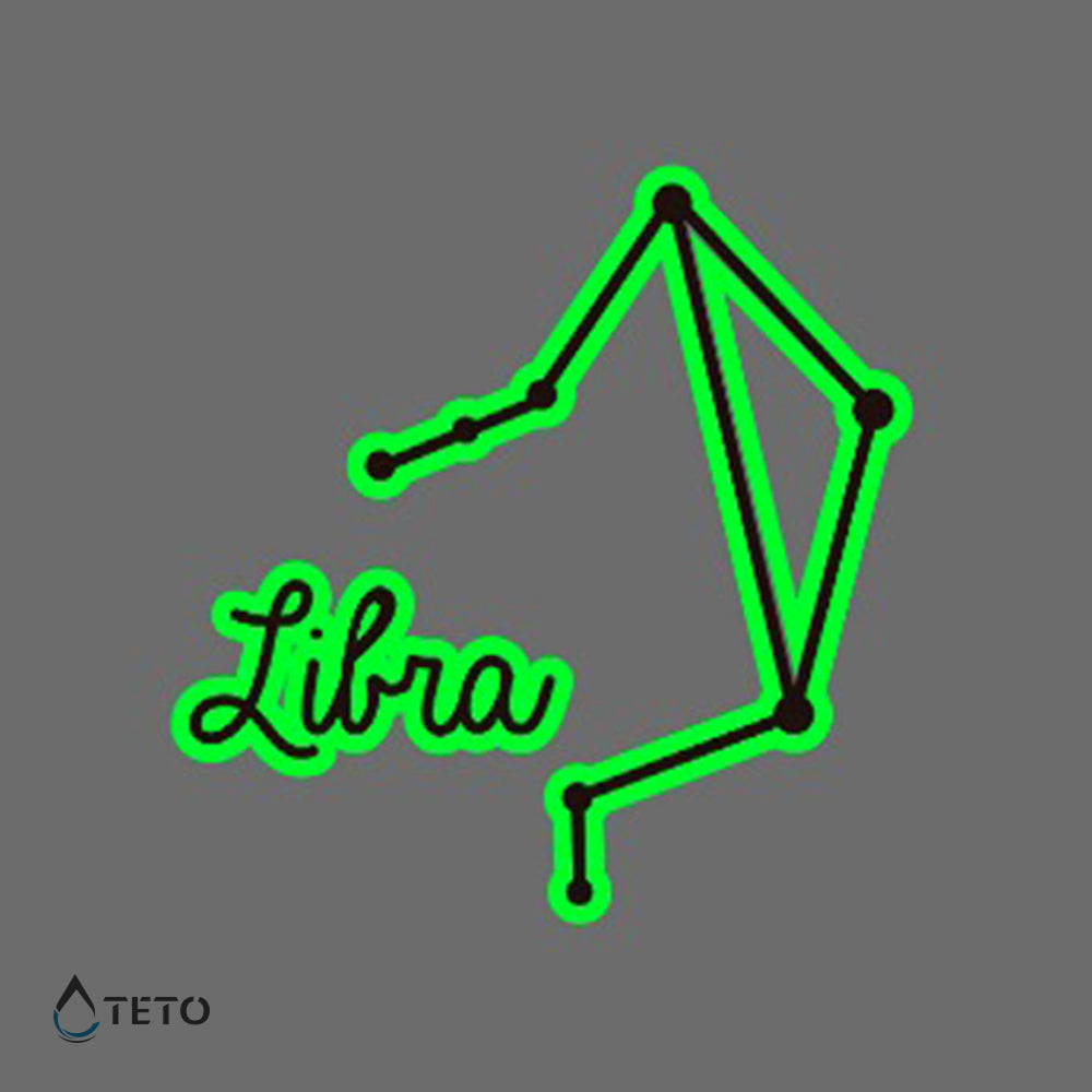 Signo Libra - Brilla en la oscuridad - TETO - Tatuajes Temporales
