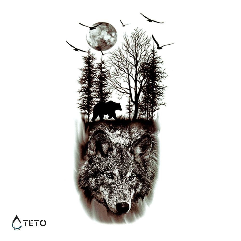 Lobo - naturaleza - Tatuajes Temporales TETO