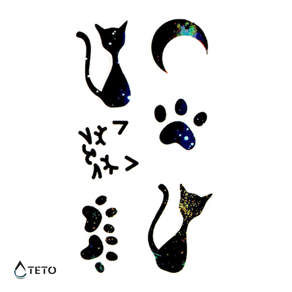 Gatos y patas - set - Tatuajes Temporales TETO