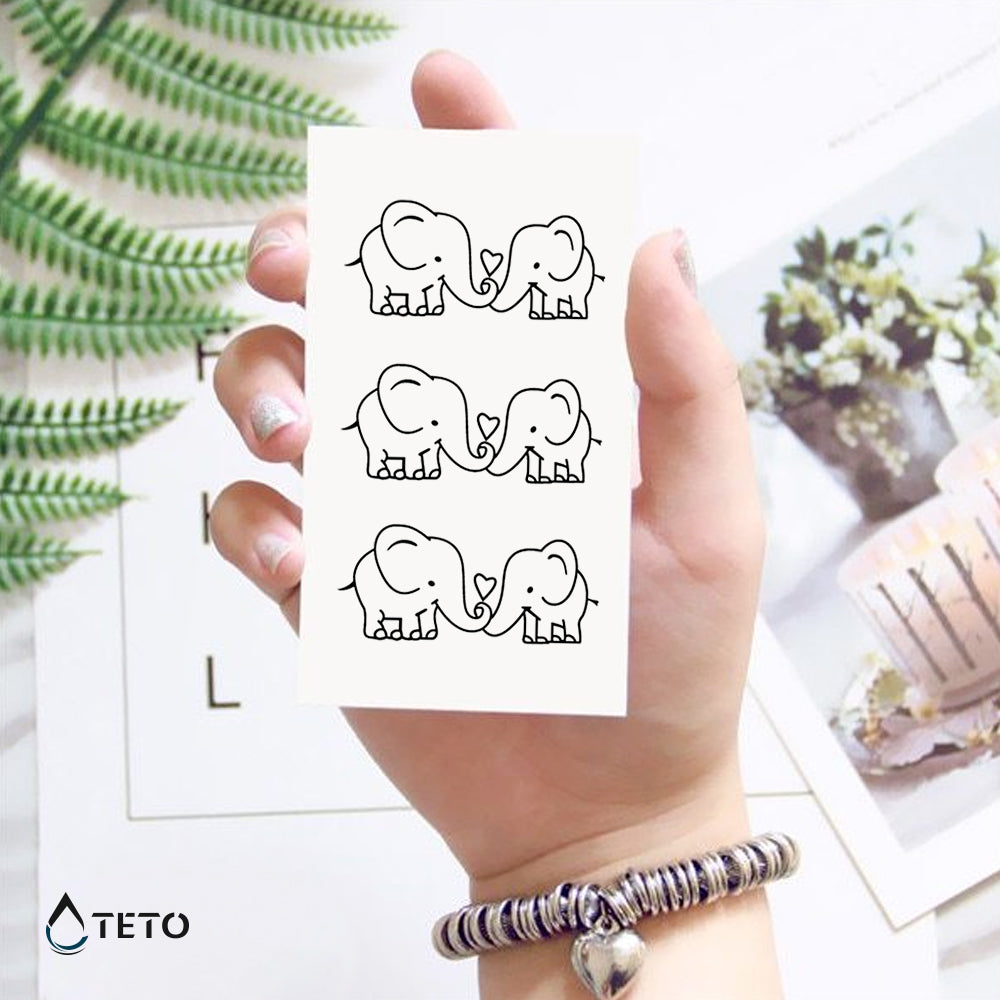 Elefantes enamorados – set - TETO - Tatuajes Temporales