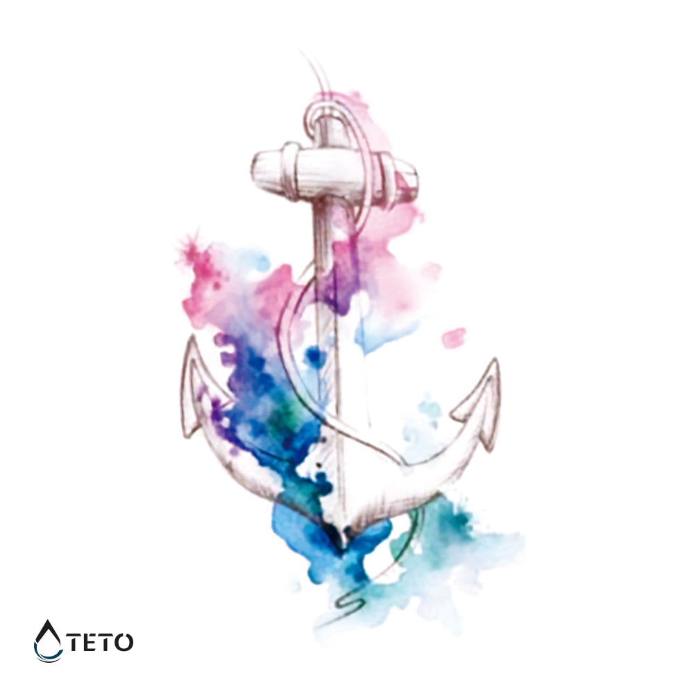 Ancla en acuarela - TETO - Tatuajes Temporales