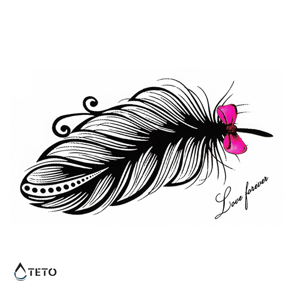 Pluma con lazo - Tatuajes Temporales TETO