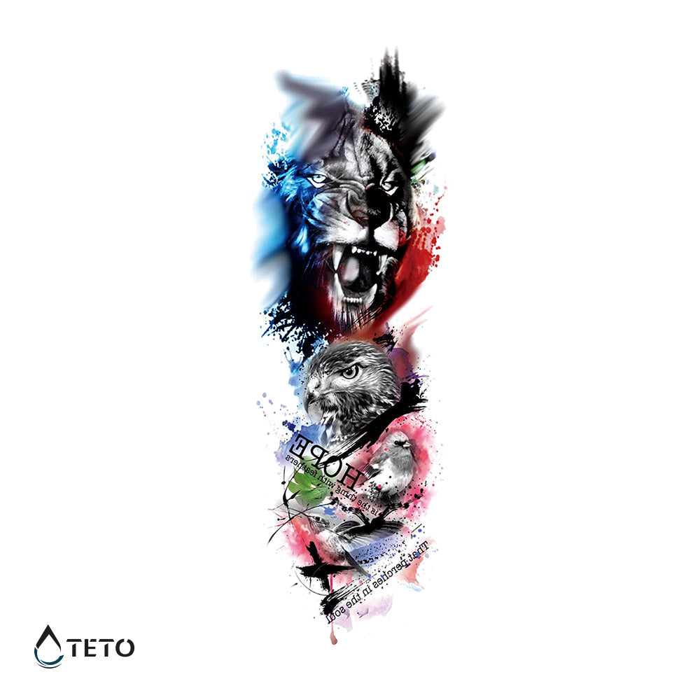 El león y los pájaros - Tatuajes Temporales TETO