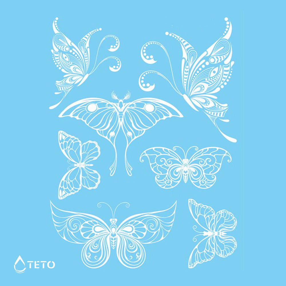 Mariposas blancas - set - TETO - Tatuajes Temporales