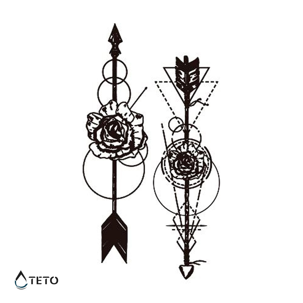 Flechas con flores – set - TETO - Tatuajes Temporales