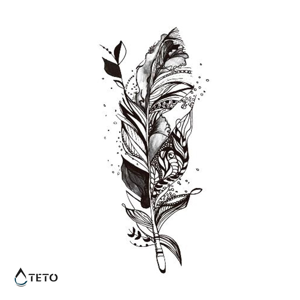 Pluma desintegrándose - TETO - Tatuajes Temporales