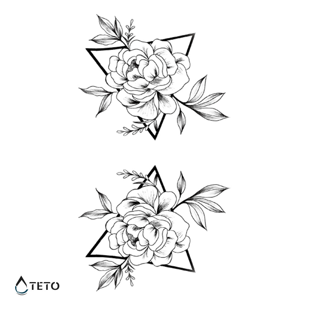 Flor con triángulo - set - Tatuajes Temporales TETO