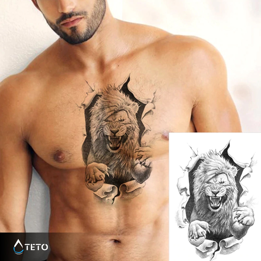 León en la piel - TETO - Tatuajes Temporales