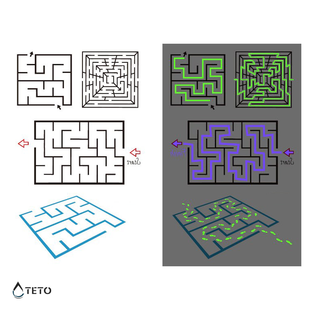 Laberinto - set - Brilla en la oscuridad - TETO - Tatuajes Temporales