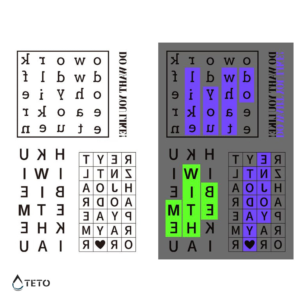 Crucigrama - set - Brilla en la oscuridad - TETO - Tatuajes Temporales