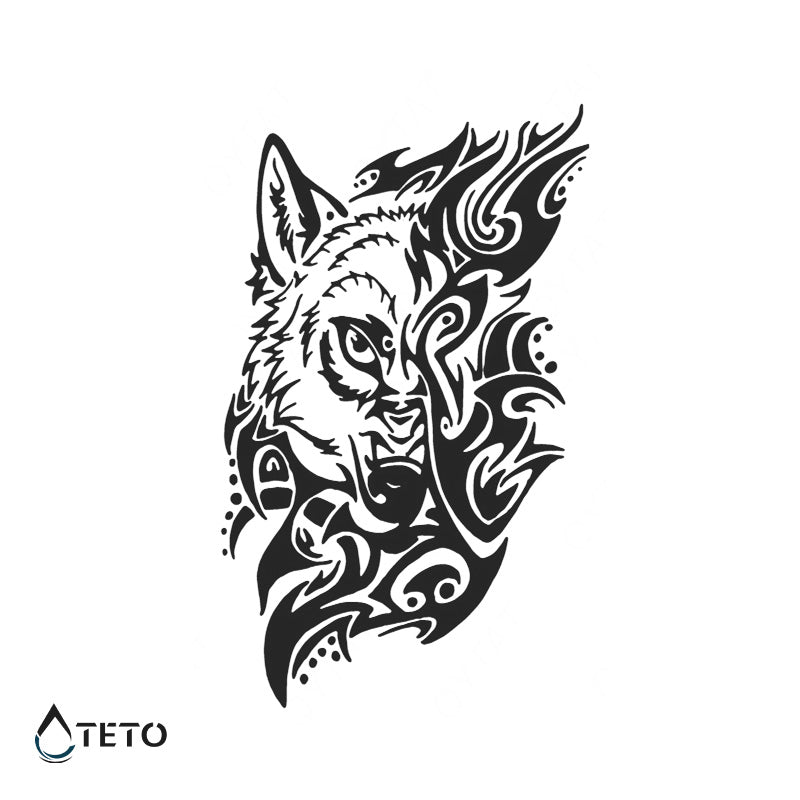 Lobo tribal – Semipermanente - TETO - Tatuajes Temporales
