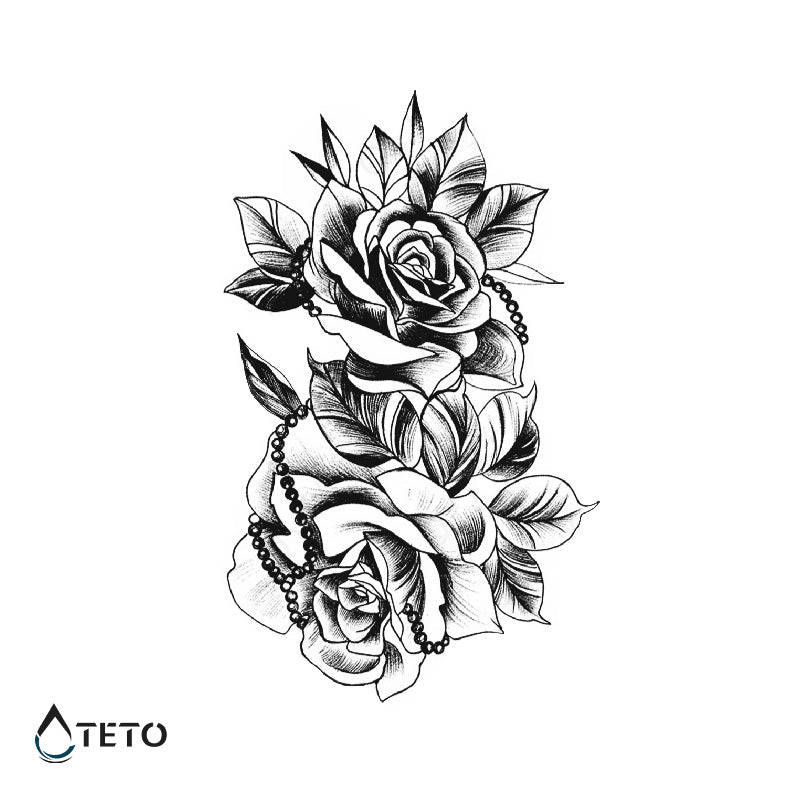 Rosa con cuentas – Semipermanente - TETO - Tatuajes Temporales