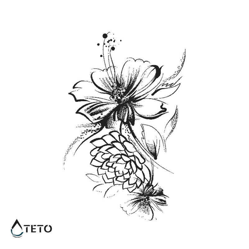 Flores minimalistas – Semipermanente - TETO - Tatuajes Temporales