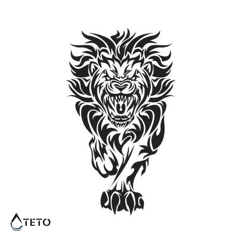 León tribal – Semipermanente - TETO - Tatuajes Temporales