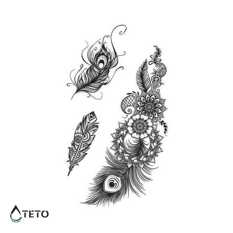 Plumas de pavo real - set – Semipermanente - TETO - Tatuajes Temporales