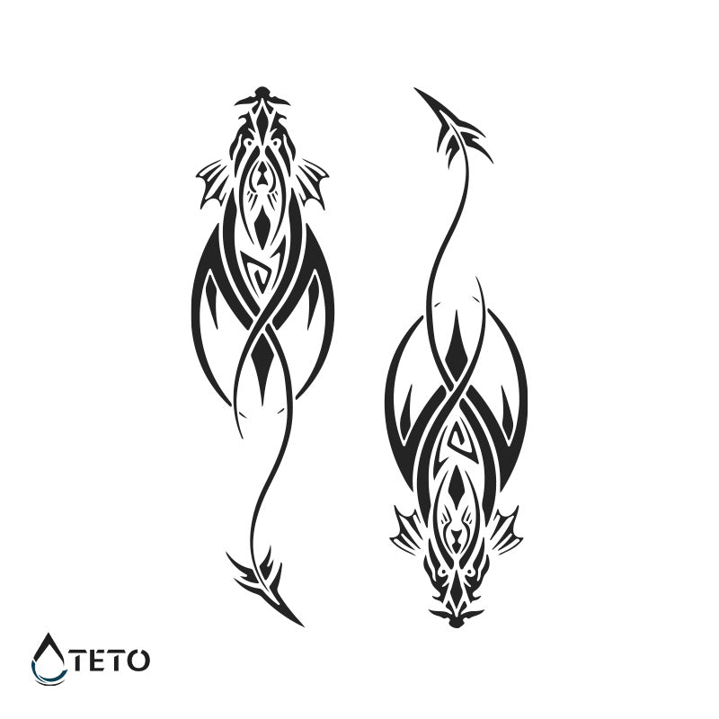 Pez abstracto - set – Semipermanente - TETO - Tatuajes Temporales