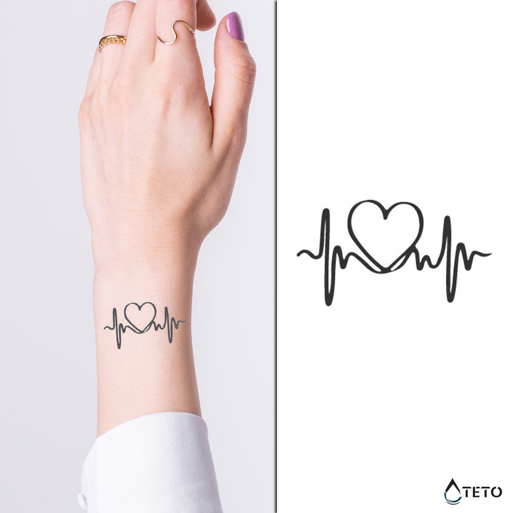 Latido del corazón - corazón – Semipermanente - Tatuajes Temporales TETO