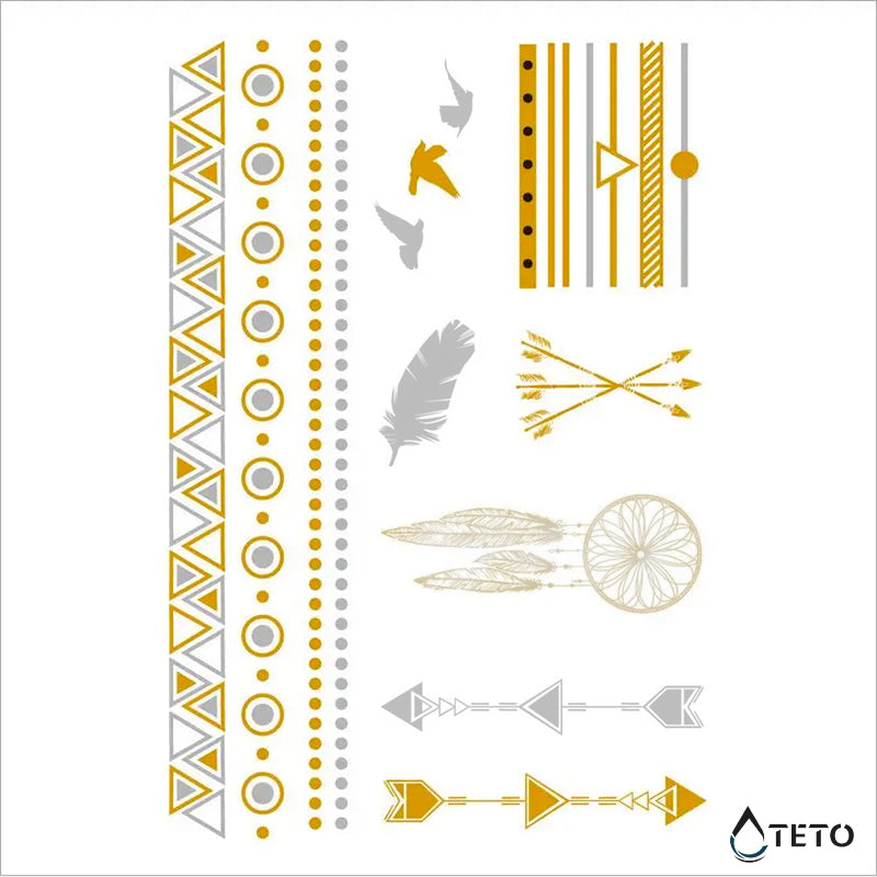 Pulseras y motivos – set – Tipo B - Tatuajes Temporales TETO