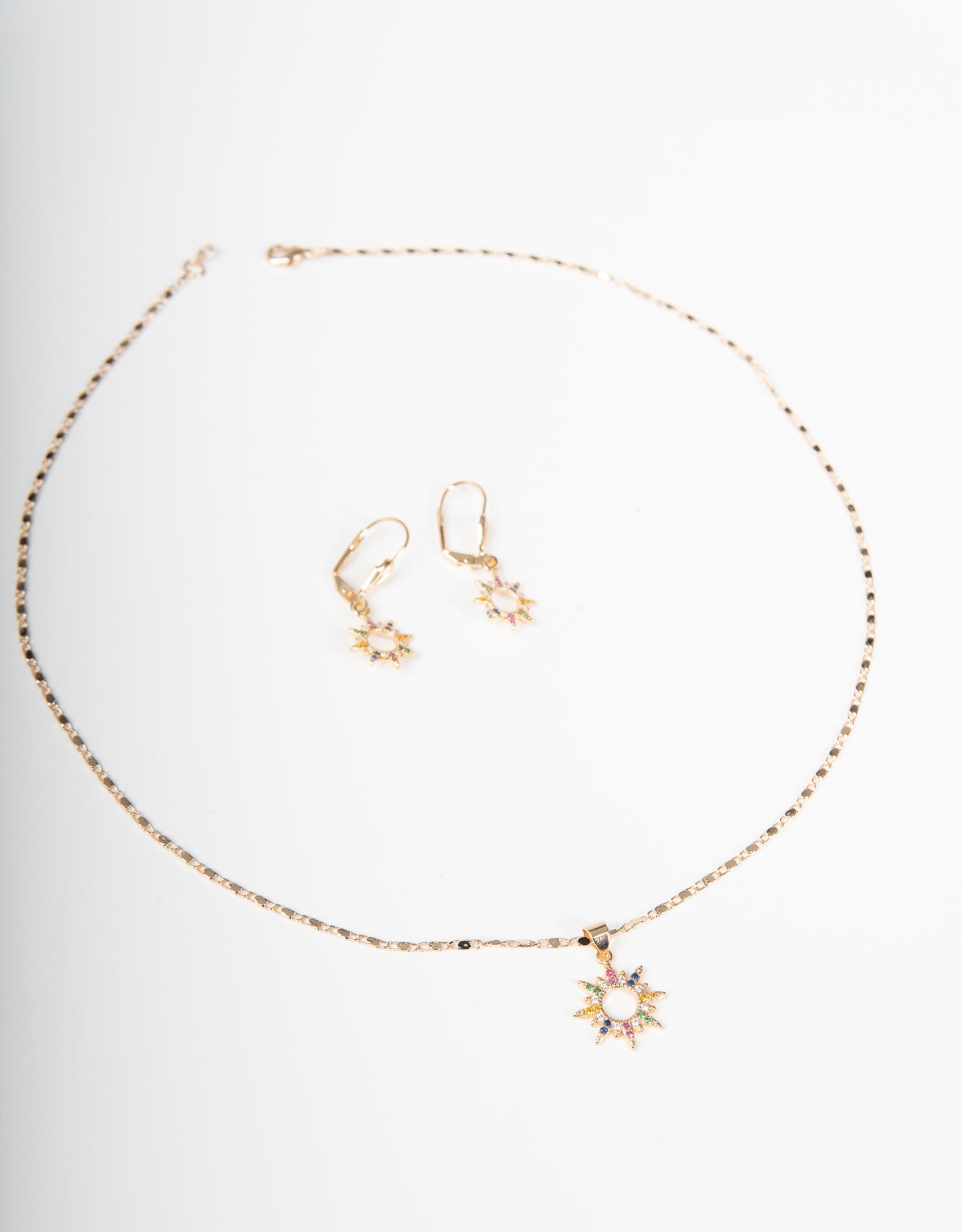 Set collar y aretes flor multicolor