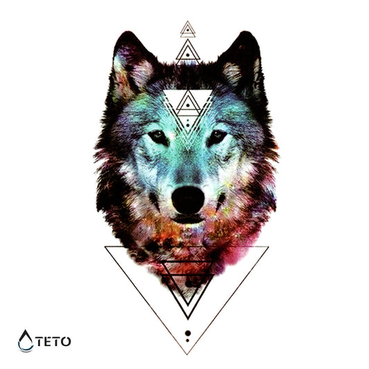 Lobo con triangulos - Tatuajes Temporales TETO