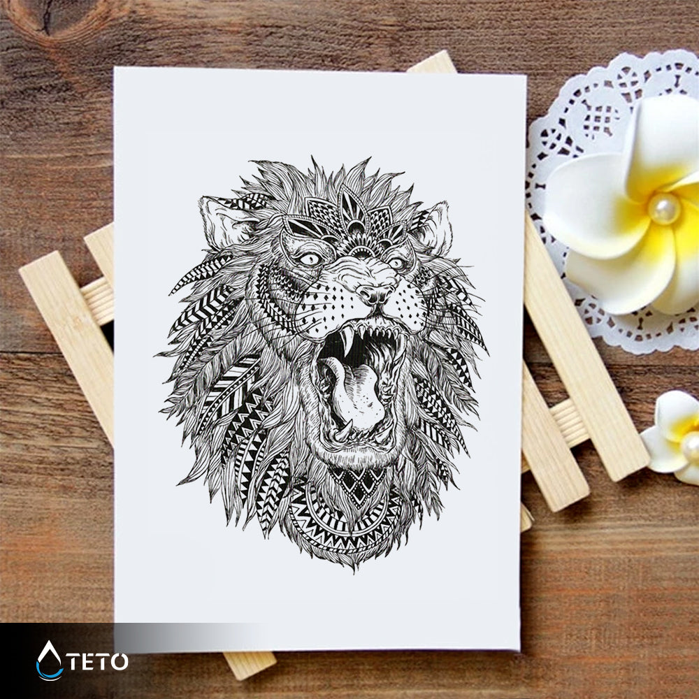 León indígena - TETO - Tatuajes Temporales