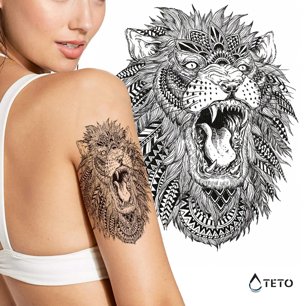 León indígena - TETO - Tatuajes Temporales