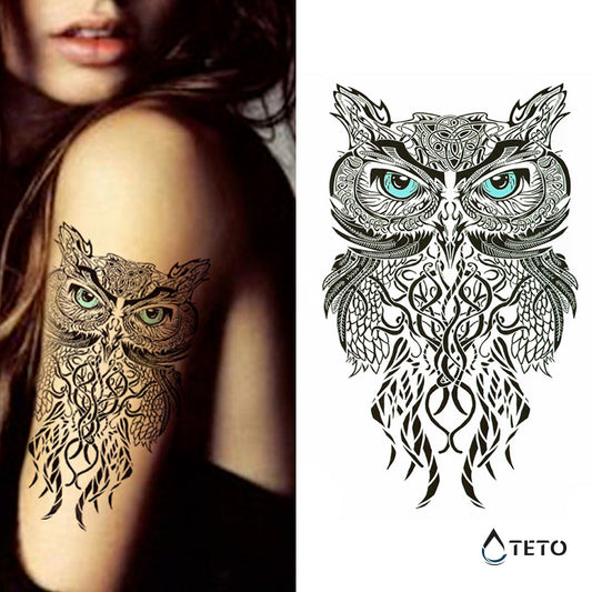 Búho de ojos azules - TETO - Tatuajes Temporales