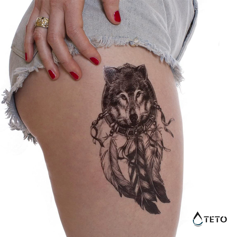 Atrapasueños - lobo - TETO - Tatuajes Temporales