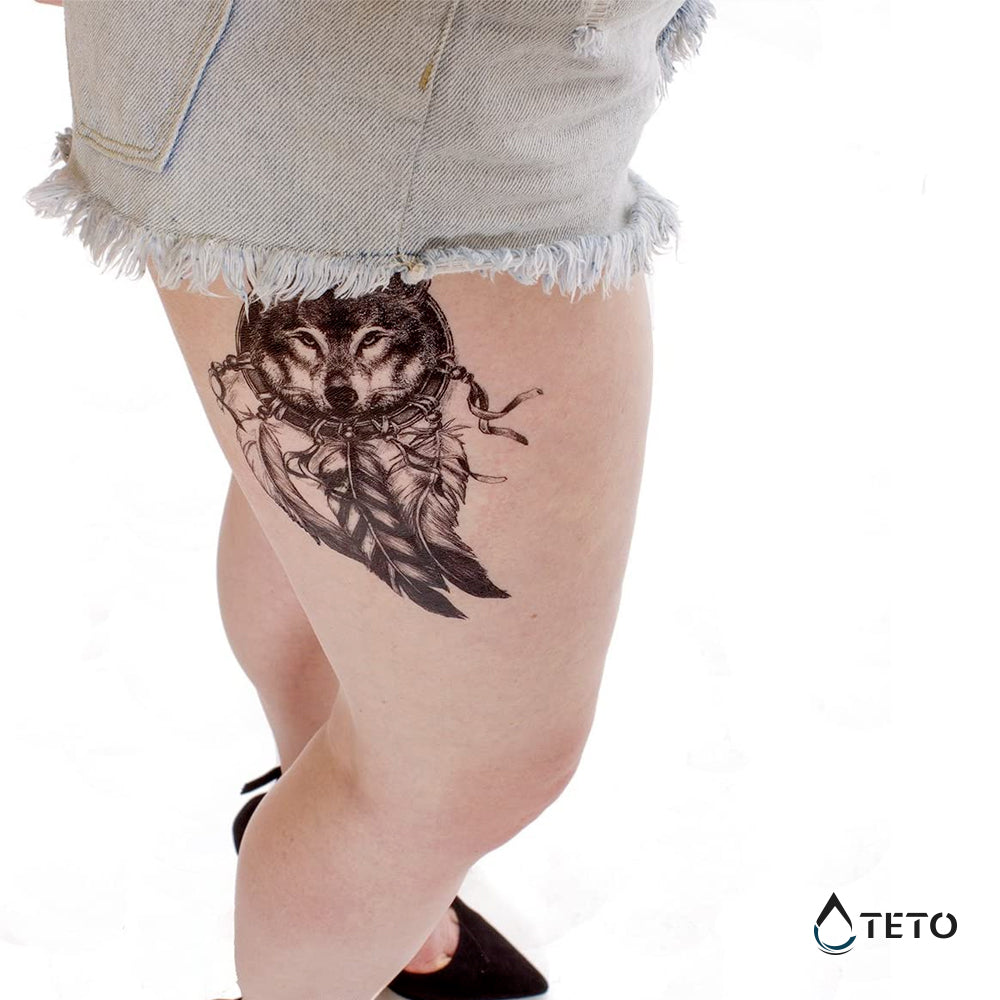 Atrapasueños - lobo - TETO - Tatuajes Temporales