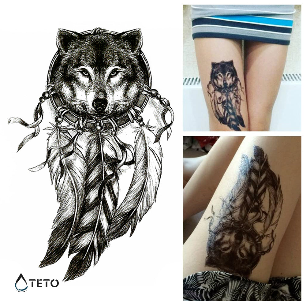Atrapasueños - lobo - TETO - Tatuajes Temporales