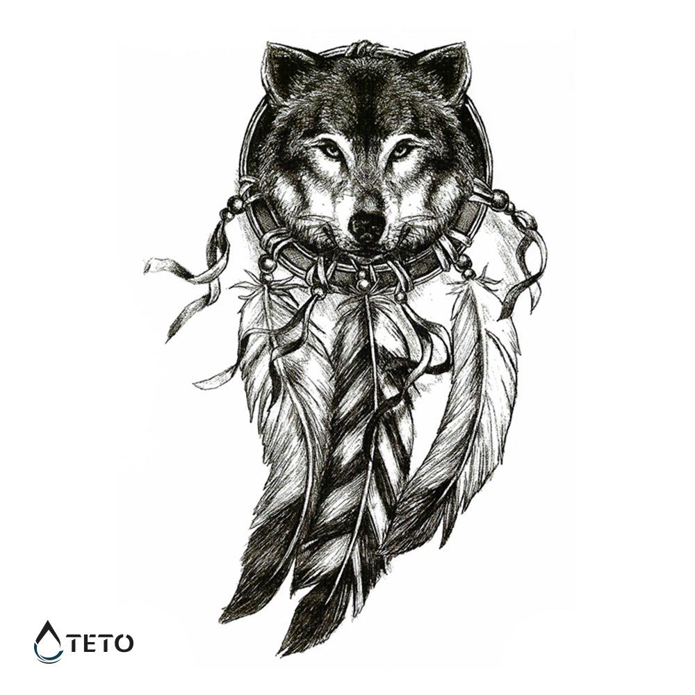 Atrapasueños - lobo - TETO - Tatuajes Temporales
