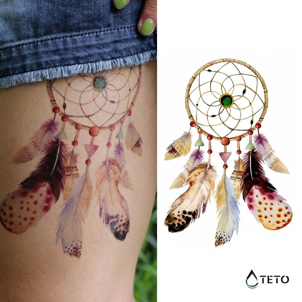 Atrapasueños con esmeraldas - TETO - Tatuajes Temporales