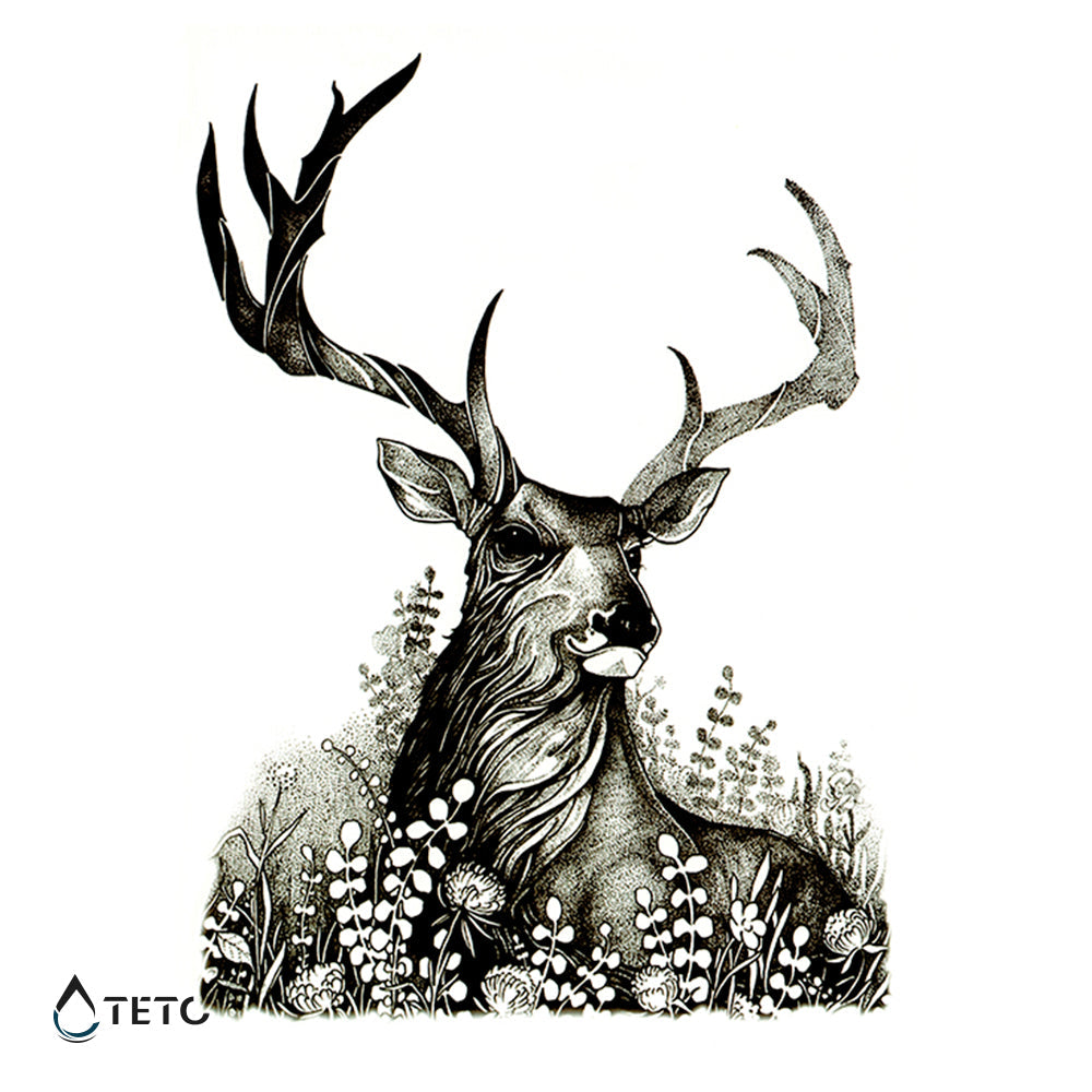 Ciervo en el pasto - TETO - Tatuajes Temporales