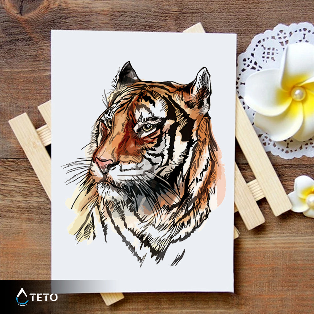 Tigre dibujado - TETO - Tatuajes Temporales