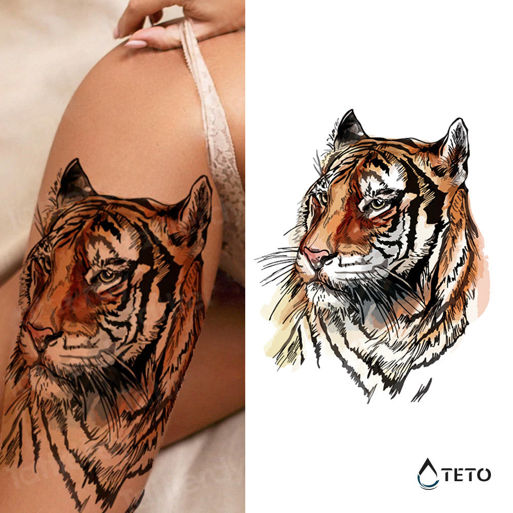 Tigre dibujado - TETO - Tatuajes Temporales