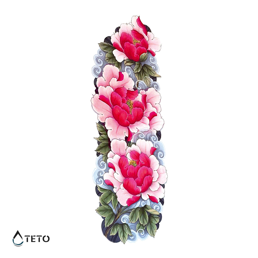 Flores con hojas - TETO - Tatuajes Temporales