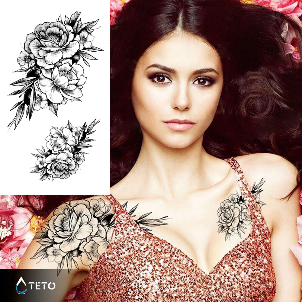 Rosas con hojas grises – set