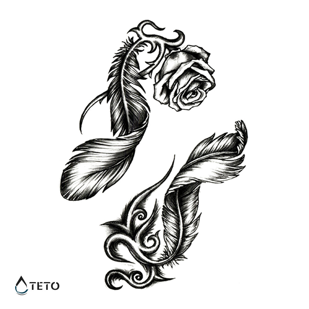 Rosa con pluma - set