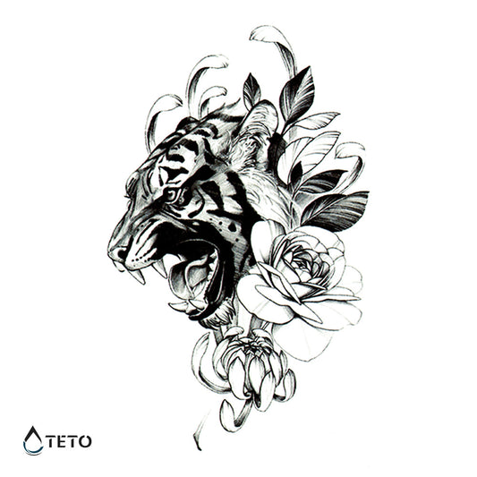 Tigre con una flor - Tatuajes Temporales TETO