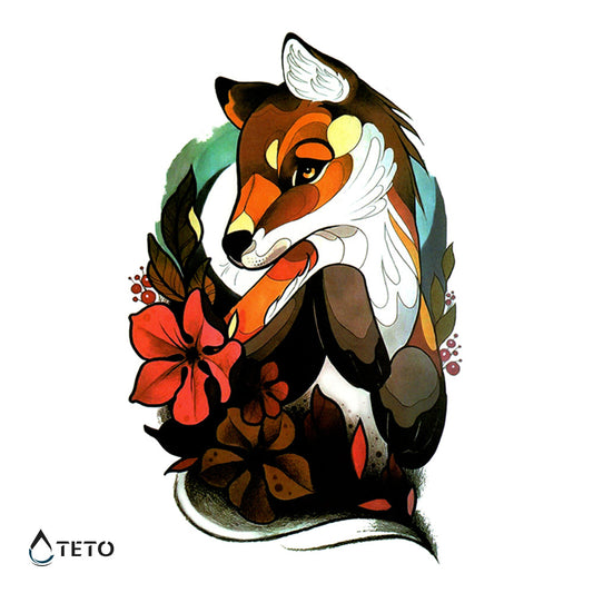 Zorro con flores - TETO - Tatuajes Temporales