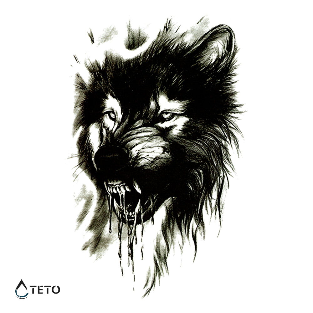 Lobo furioso - TETO - Tatuajes Temporales