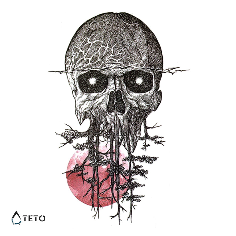 Calavera con árboles - TETO - Tatuajes Temporales