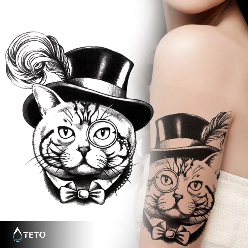 Gato elegante - TETO - Tatuajes Temporales
