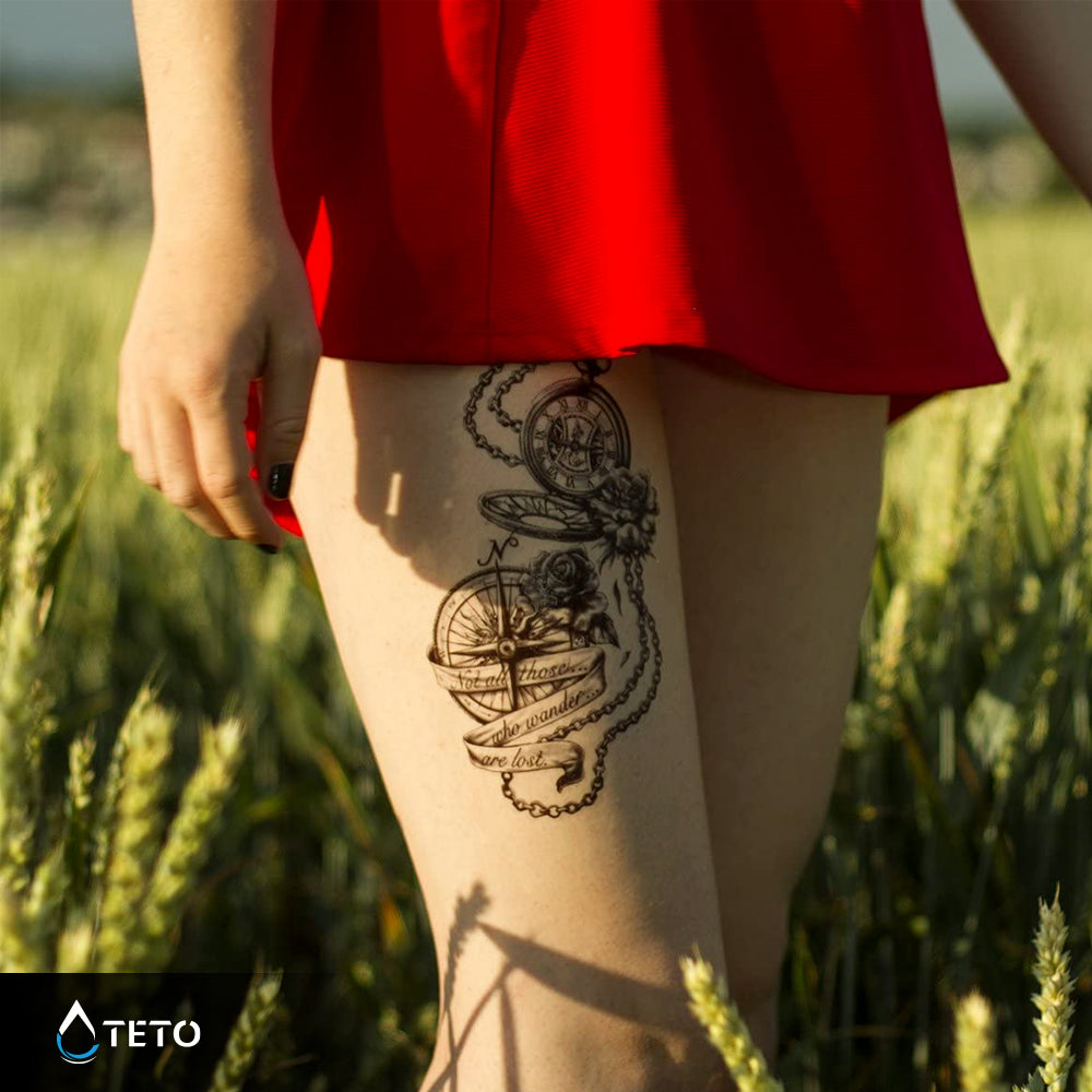 Brújula y reloj - TETO - Tatuajes Temporales