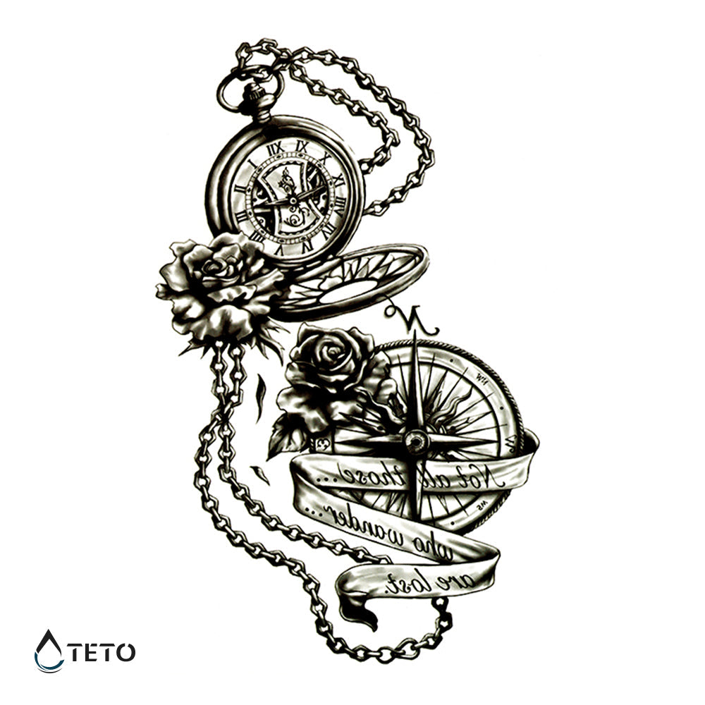 Brújula y reloj - TETO - Tatuajes Temporales